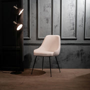 4xSedia in microfibra con seduta bianca e gambe nere 48,5x49x5x80h cm