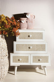 Cassettiera da soggiorno in MDF quattro cassetti Bianca MONTIEL 60x30,5x h70,5 cm