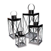 Lanterna metallo 1-4 argento quadro cm22,5x22h49,5