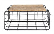 Tavolino in legno e acciaio stile industriale 80x80