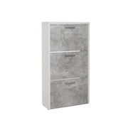 Scarpiera 3 ribalte struttura bianca e cemento  61x25xh.115 cm