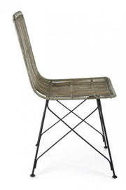 Sedia in stile contemporaneo in acciaio e kubu Grigio LUCILA 45x55x h85 cm