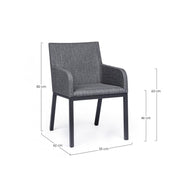 Sedia per esterno con braccioli in tessuto Antracite OWEN JX55 55x62x h82 cm