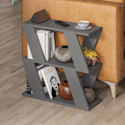 Tavolino Laterale da Salotto Lazena Antracite 3 Ripiani 57 cm 60 cm 22 cm