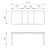 Tavolo allungabile in melaminico bianco 130/210x80x76h cm