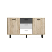 Madia 2 ante 3 cassetti colorati  rovere grigio 160x35xh.86 cm