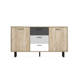Madia 2 ante 3 cassetti colorati rovere grigio 160x35xh.86 cm EFFEZ