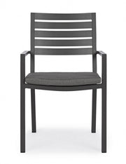 4x Sedia antracite con bracciolo e cuscino in alluminio stile industrial