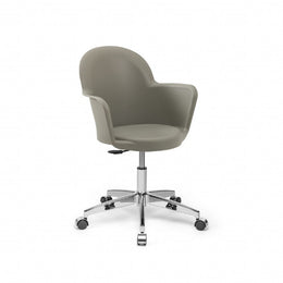 Poltrona ufficio Gora grigio cemento con base cromata