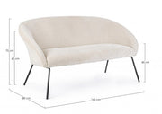 Divano acciaio velluto bianco Aiko Velvet cm 142 x 80 x 75