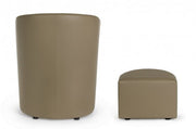 Poltrona in similpelle con pouf estraibile Tortora RITA 64,5x 59,5x h78 cm