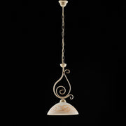 Lampadario in ferro Avorio Decape rifinitura Oro una luce 30x h51 cm