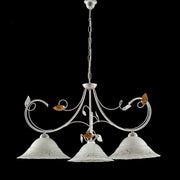 Lampadario cucina ferro Bianco Oro tre luci Bianco 79x h54 cm