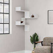 Libreria angolare a parete con 3 livelli bianca H 90 x P 22 x L 60 cm
