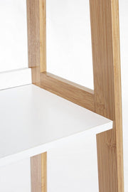 Libreria in legno di bamboo ripiani in mdf laccati bianco opaco  cm 62,5x 40xh. 180