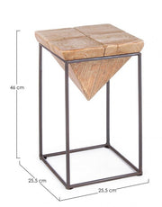 Sgabello in acciaio seduta in legno di abete PRISMY 25,5x25,5x h46 cm