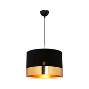 Lampada a sospensione Alfina tessuto nero fascia oro ASZ1665