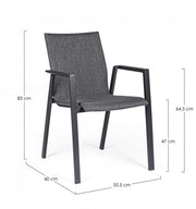 Sedia da giardino antracite con braccioli Bizzotto