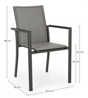 Sedia con braccioli Antracite Beige KONNOR 56,2x60x h88 cm