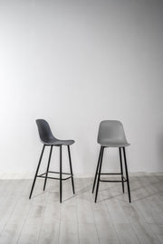 2x Sgabello in polipropilene grigio scuro-metallo 47 cm x 37 cm H. 103 cm