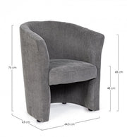 Poltrona in legno e tessuto Antracite BELIZE 64,5x63x h76 cm