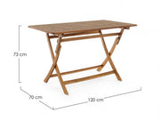 Tavolo da giardino Pieghevole Rettangolare 120x70x h73 cm