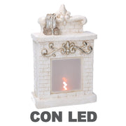 Camino resina con regali led bianco cm21,5x9,5h23