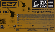 Catena PL E27 16 Portalampada 5m
 Luci di Natale