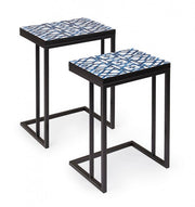 Set 2 tavolini NEAPOLIS in acciaio con piano in mdf decorato con stampa 62.5h 56h cm