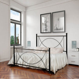 Letto in ferro una piazza e mezza con pediera Nero LAGUNA 126x208x h117 cm