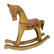 Pink and brown wooden rocking horse cm26,5x6,5h22