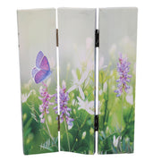 Paravento stampa 3 ante fiori e farfalle cm 120,6x2,5xh180,6x2,5xh180