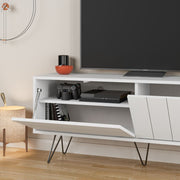 Porta TV con Struttura e 2 Ante a Ribalta Bianco  H 57 x L 139 x P 36 cm