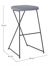 Sgabello da Bar in acciaio e velluto Grigio KINSLEY 40x46 h76 cm
