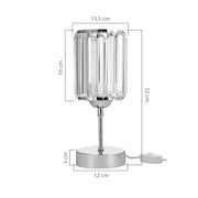 Lampada da tavolo Alis cromata e paralume effetto cristallo MNG7079