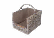 Cesto portalegna cloe dritto ret c/fodera juta cm 50x38h33/47