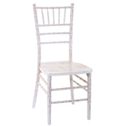 Sedia legno chiavari sbiancato con cuscino avorio cm 40x40h43/92