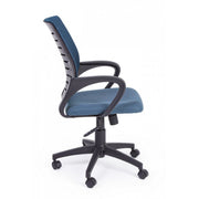 Sedia da ufficio blu con ruote e braccioli