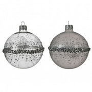 Pallina sfera natalizia in vetro Trasparente glitterato assortita 8 cm pz 1