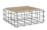 Tavolino in legno e acciaio stile industriale 80x80