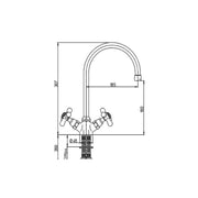 Rubinetto miscelatore paini  per lavello cucina finitura cromo h.30,7x18,5 cm