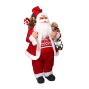 Babbo natale tessuto con regali e lanterna rosso cm30x17,5h60