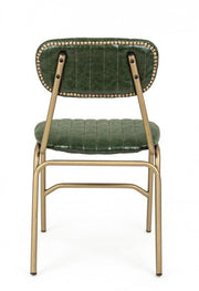 Sedia moderna Addy in acciaio rivestita in colore verde scuro retro