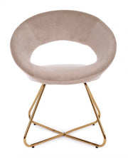 Poltrona Vanity in velluto tortora e gambe in oro