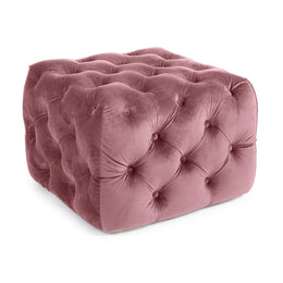 Pouff Evan in velluto Blush trapuntato