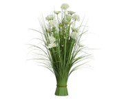Mazzetto di fiori Artificiali in poliestere bianco e verde