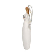 Angelo resina bianco con led e cuore cm10x5h24