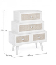 Cassettiera da soggiorno in MDF quattro cassetti Bianca MONTIEL 60x30,5x h70,5 cm