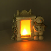 Camino resina con pupazzo di neve led bianco cm27x12h23