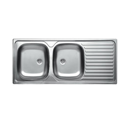Lavello cucina due vasche acciaio da incasso  gocciolatoio a dx 50x116 cm